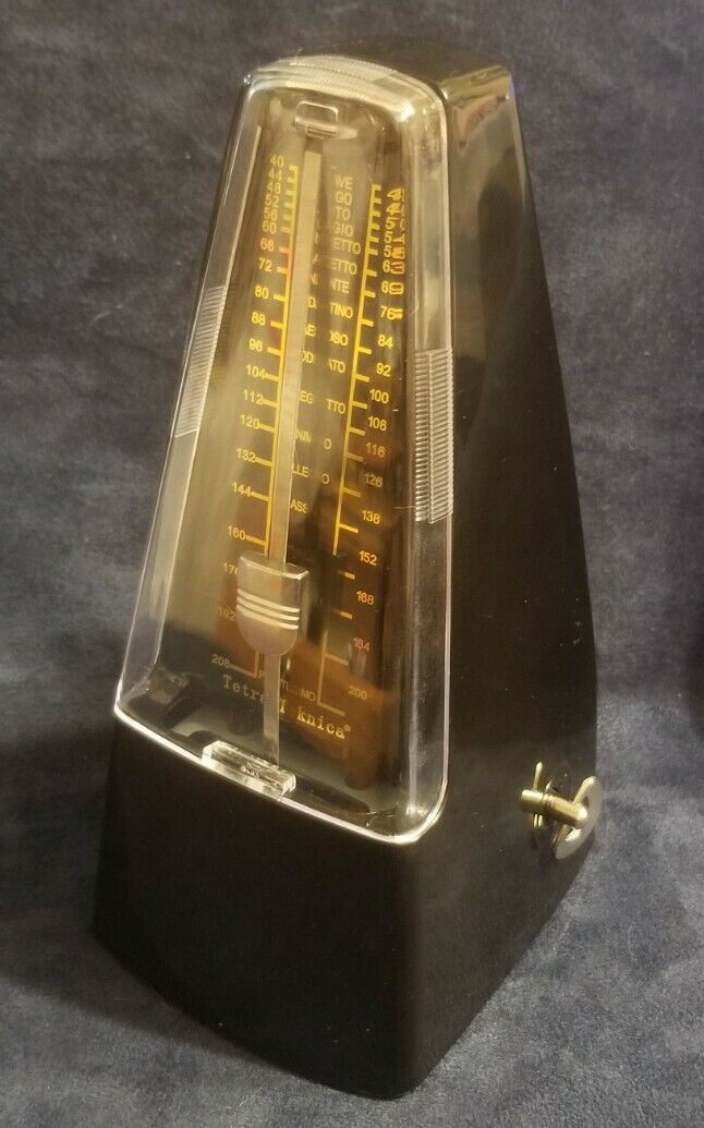 Pyramid Style Wind Up Metronome W/ Optional Bell By Tetra Teknica Black Plastic