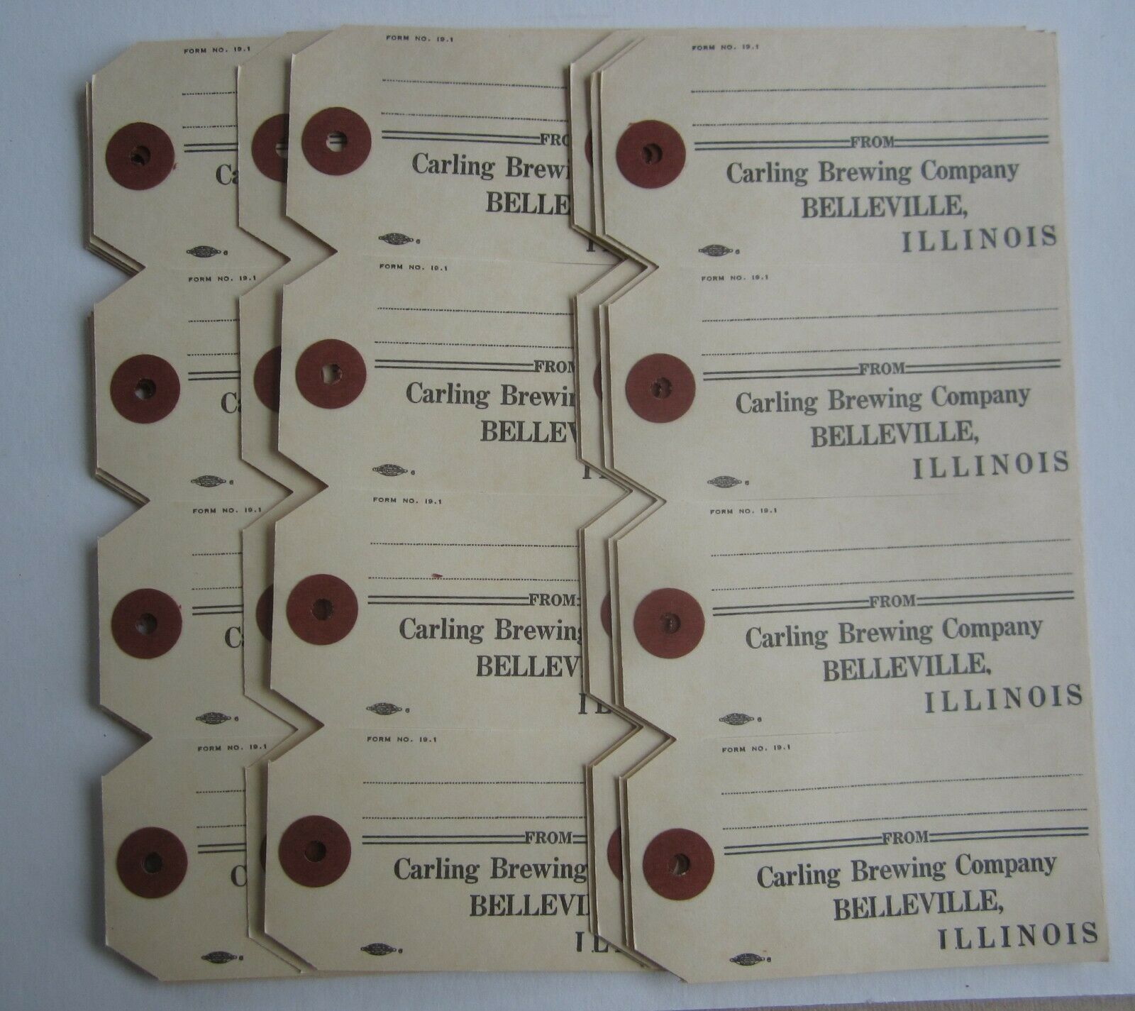 Lot Of 40 Old Vintage - Carling Brewing Company - Shipping Tags - Ill.