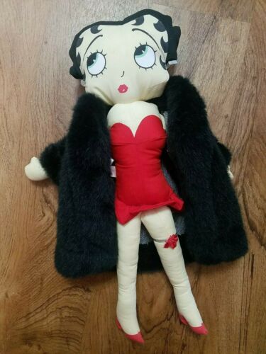 Vintage Bullyland 18" Betty Boop Plush Doll With Fur Coat  1991