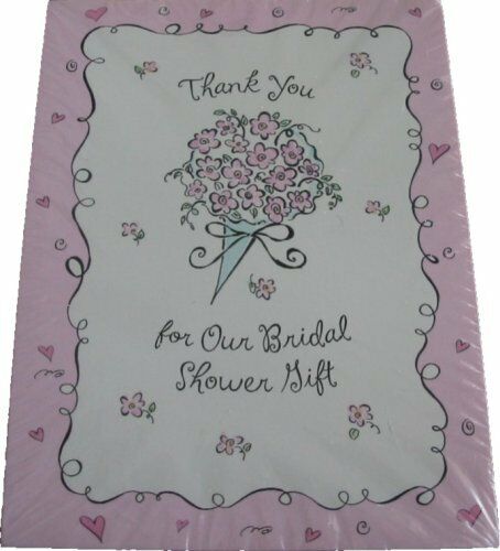 Thank You Note Cards 20 Count Bridal Shower Gift Pink Bouquet Hearts Wedding New