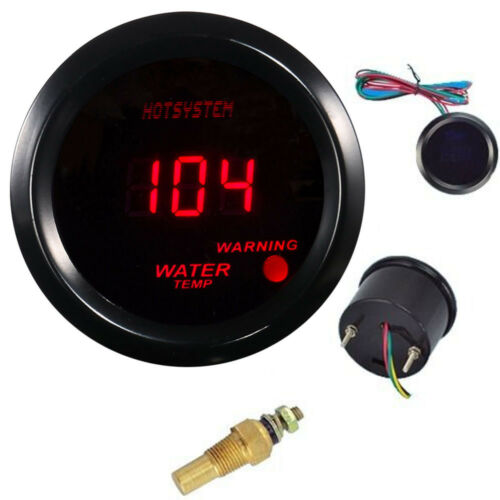Car Black 2" 52mm Red Digital Led Electronic Water Temp Temperature Gauge #7036