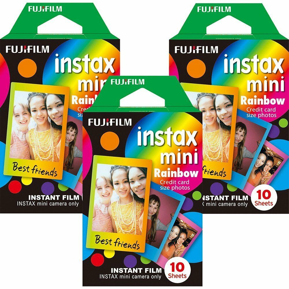 30 Film Sheets Fujifilm Instax Instant Film -rainbow- For Fuji Mini 8 & 9 Camera