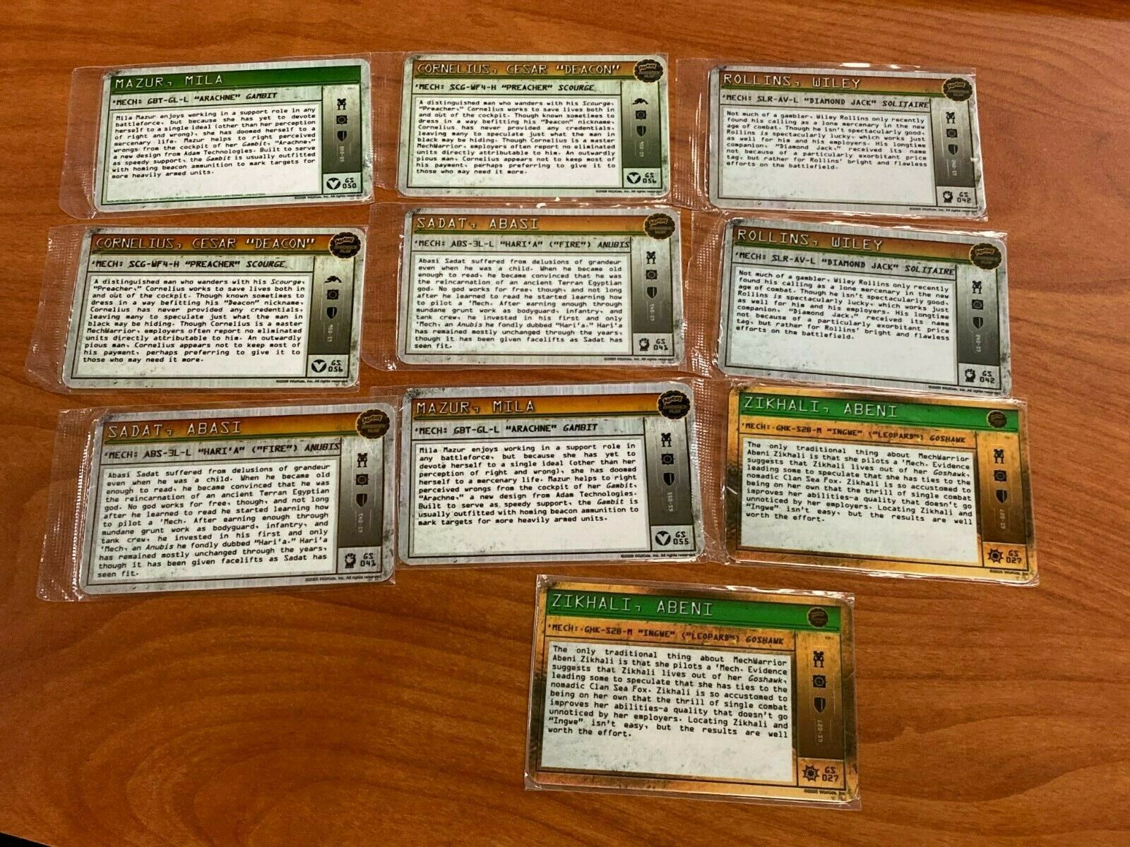 Mechwarrior Lot Of 10 Pilot Cards All Sealed Wizkids