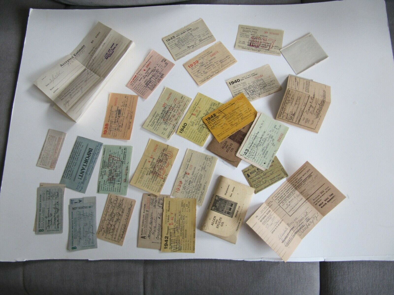 Vintage Set Driver's Licenses From 1938-42 Documents Certificate Id Papers