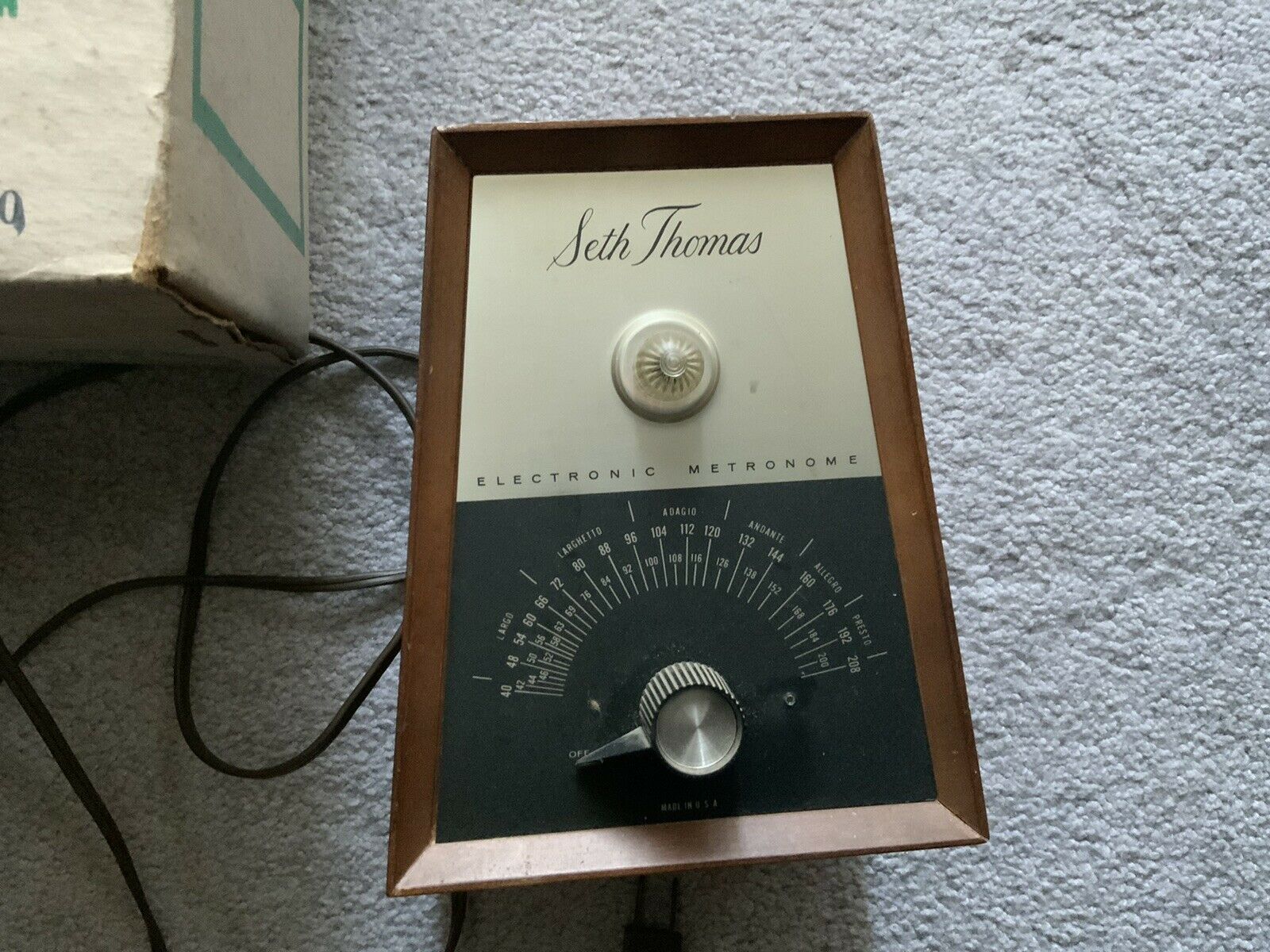 Vintage Seth Thomas Metronome Model E962-000 Works W/box 6612 Walnut 1111