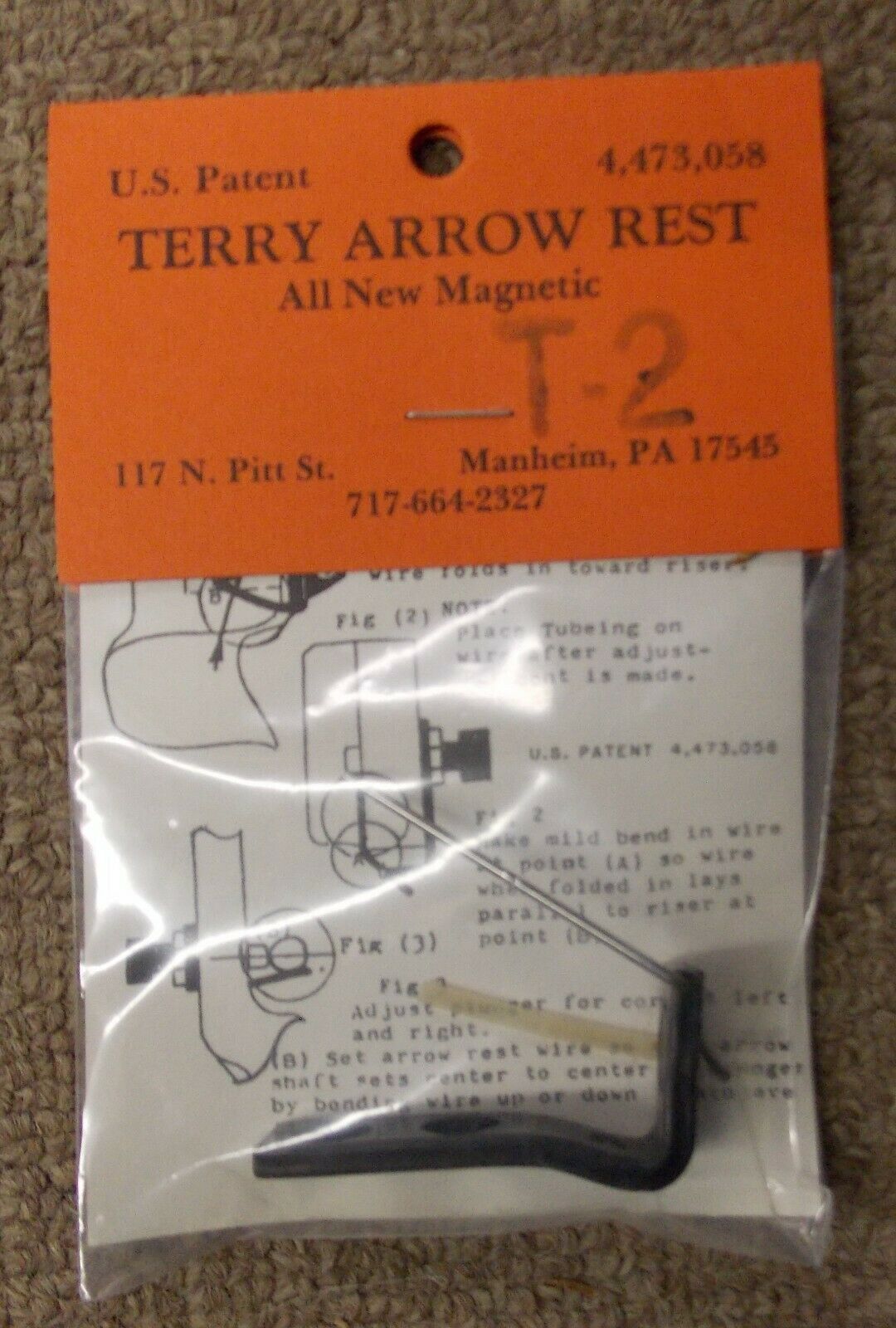 New Old Stock - Vintage Terry Arrow Rest Magnetic T-2 Right Handed Tar2