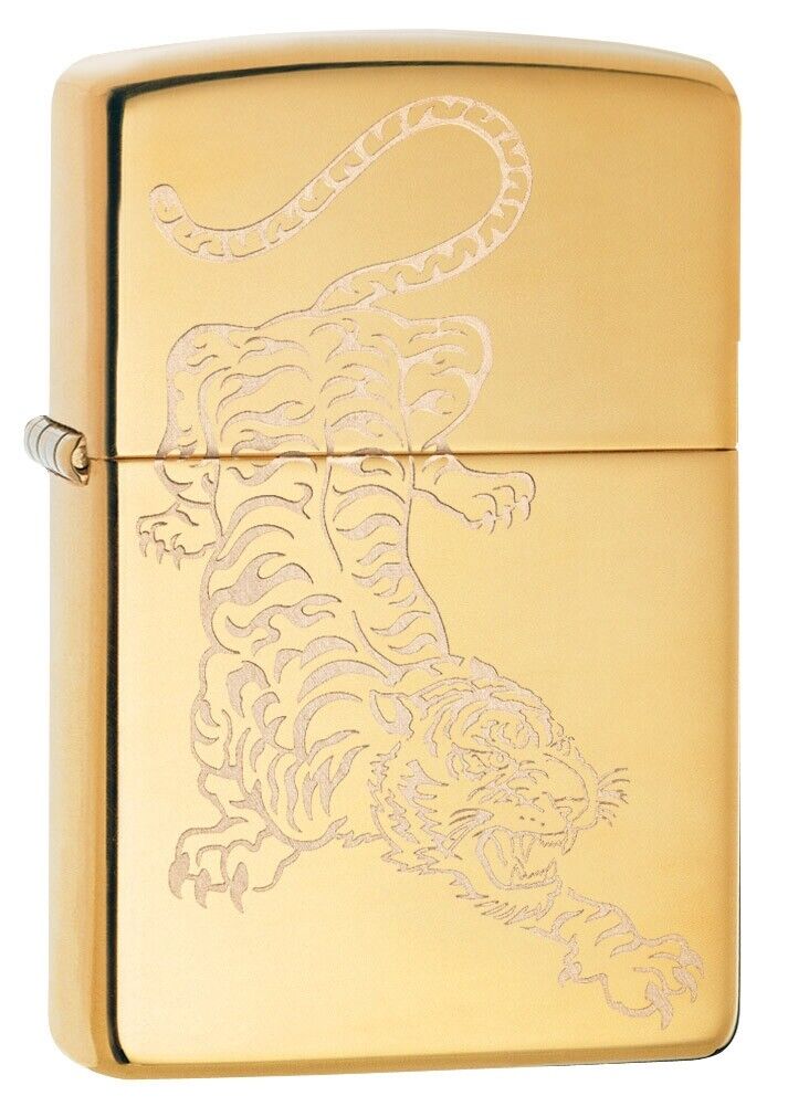 Zippo Tiger Design High Polish Brass Windproof Pocket Lighter, 29884