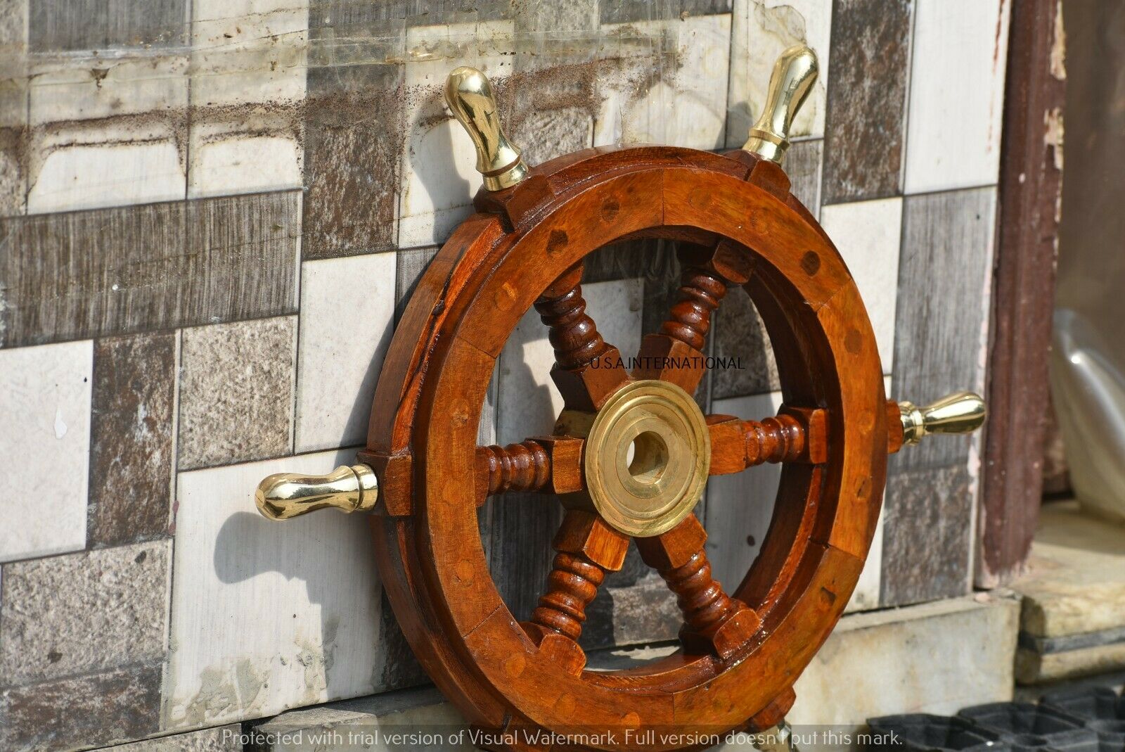 12" Wooden Ship Wheel, Boat Collectibles, Pirate Accent, Captain's Wheel, Wheel,