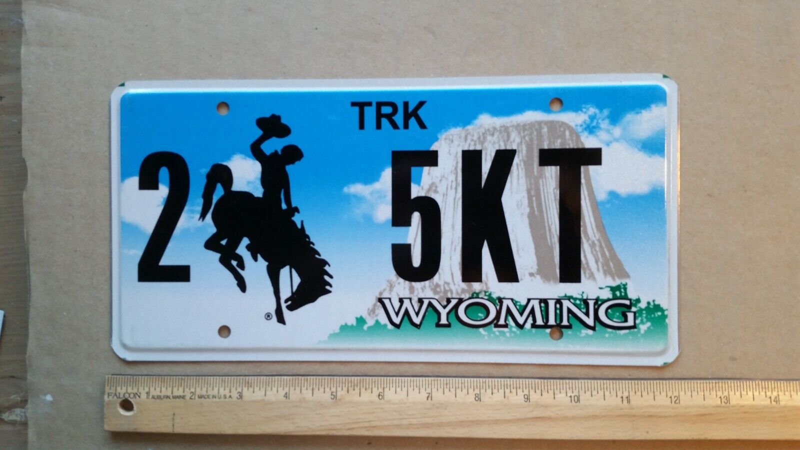 License Plate, Wyoming, Truck, Devil's Tower, 2 Bucking Bronco 5 Kt ( Katie )