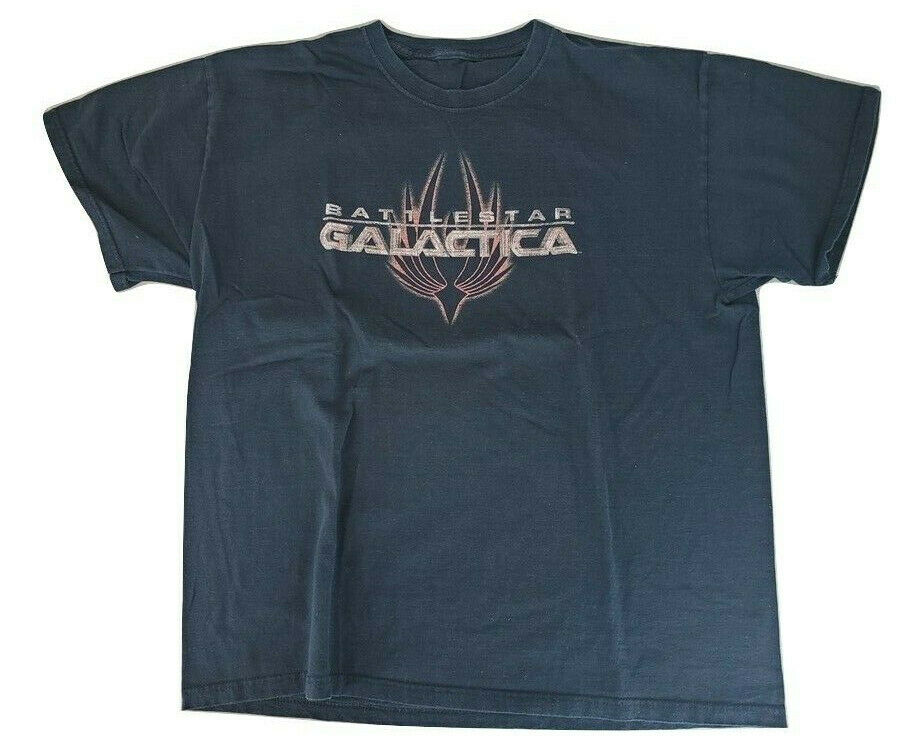 Men's Y2k Battlestar Galactica Crewneck Shirt Black Size L Sci-fi Series Read