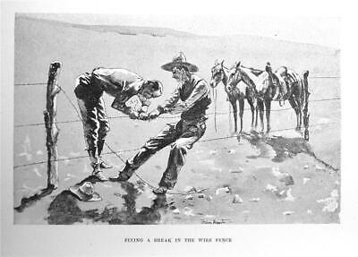 1892 Barbed Wire Fence Print By Frederic Remington West Texas Cattle History