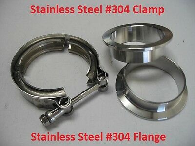 3" Turbo Exhaust Down Pipe Stainless Steel 304 V Band Vband Clamp Flang Kit