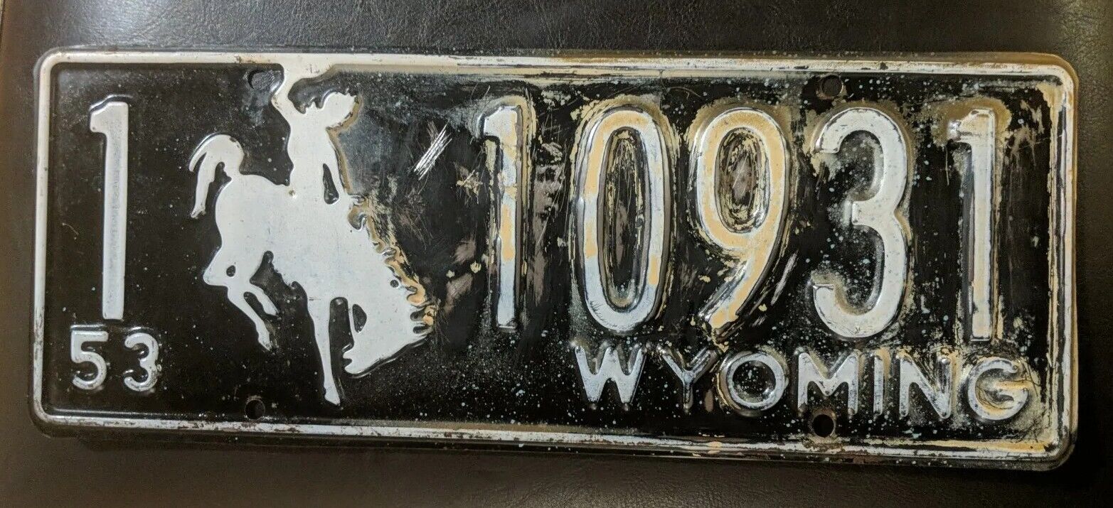 Original 1953 Wyoming License Plate
