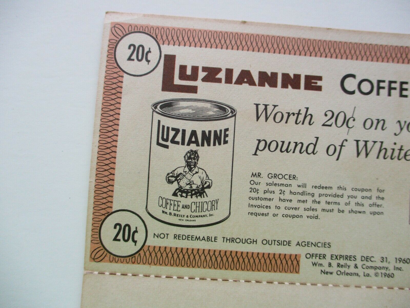 Pic 1960 Black Americana "luzianne" Coffee,chicory Coupon New Orleans Louisiana!