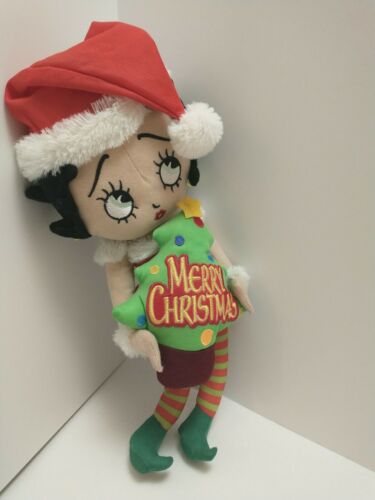 Christmas Betty Boop Stuffed Plush Doll Merry Messages Santa Elf
