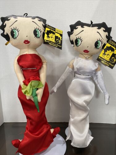 Lot Of 2 Betty Boop Boop—oop-a-doop! Kellytoy Dolls-white & Red Evening Gowns