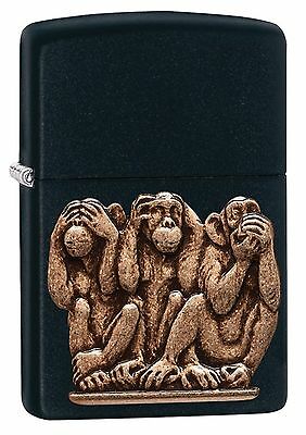Zippo Windproof Lighter, 3 Monkeys, See, Speak Hear No Evil, 29409, New In Box