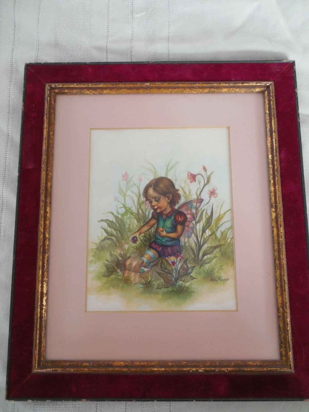 Amy Rowen Fairy Watercolor Picture Matted & Framed