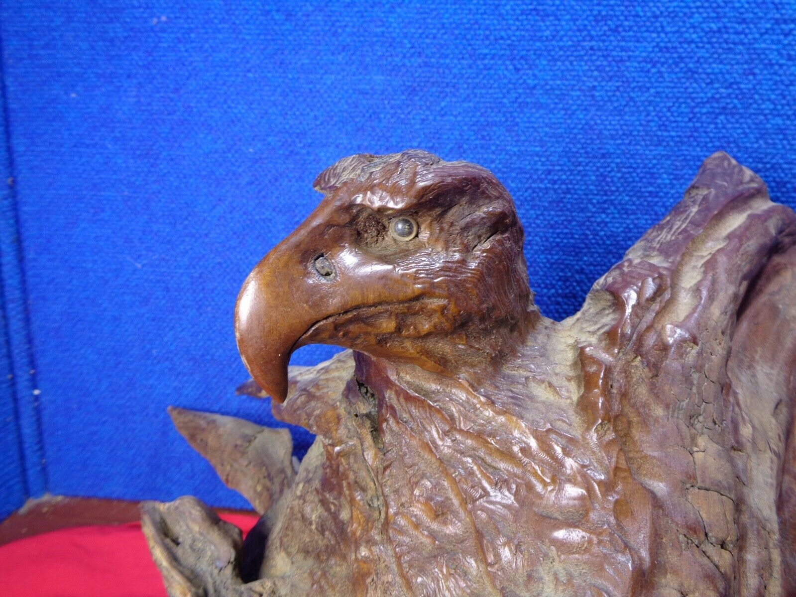 Vintage Wooden Carved American Eagle Figure  Driftwood Folk Art