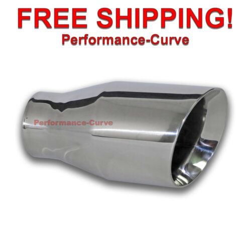 Stainless Steel Exhaust Tip Double Wall Round Slant 2.25" Inlet - 3.5" Outlet