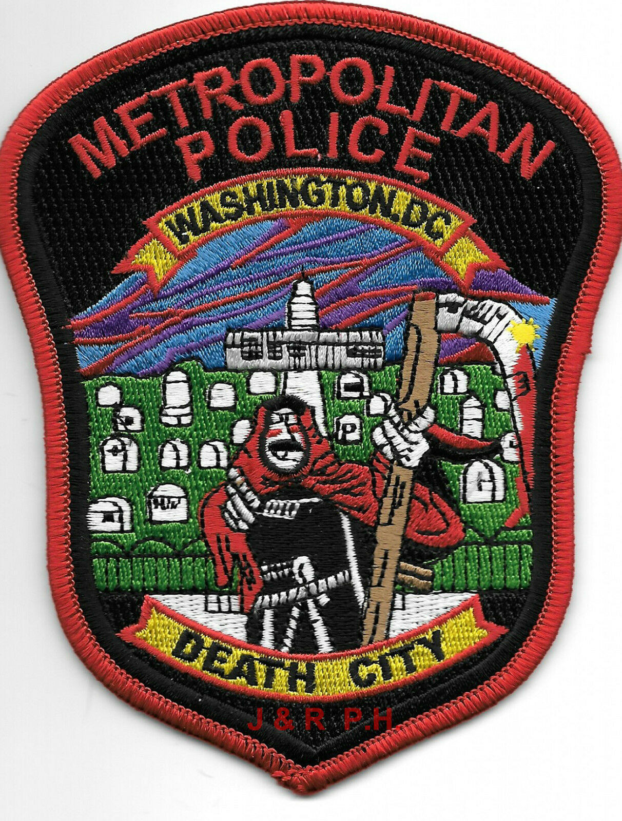Washington D.c. Metro  "death City"  (4" X 5" Size) Shoulder Police Patch (fire)