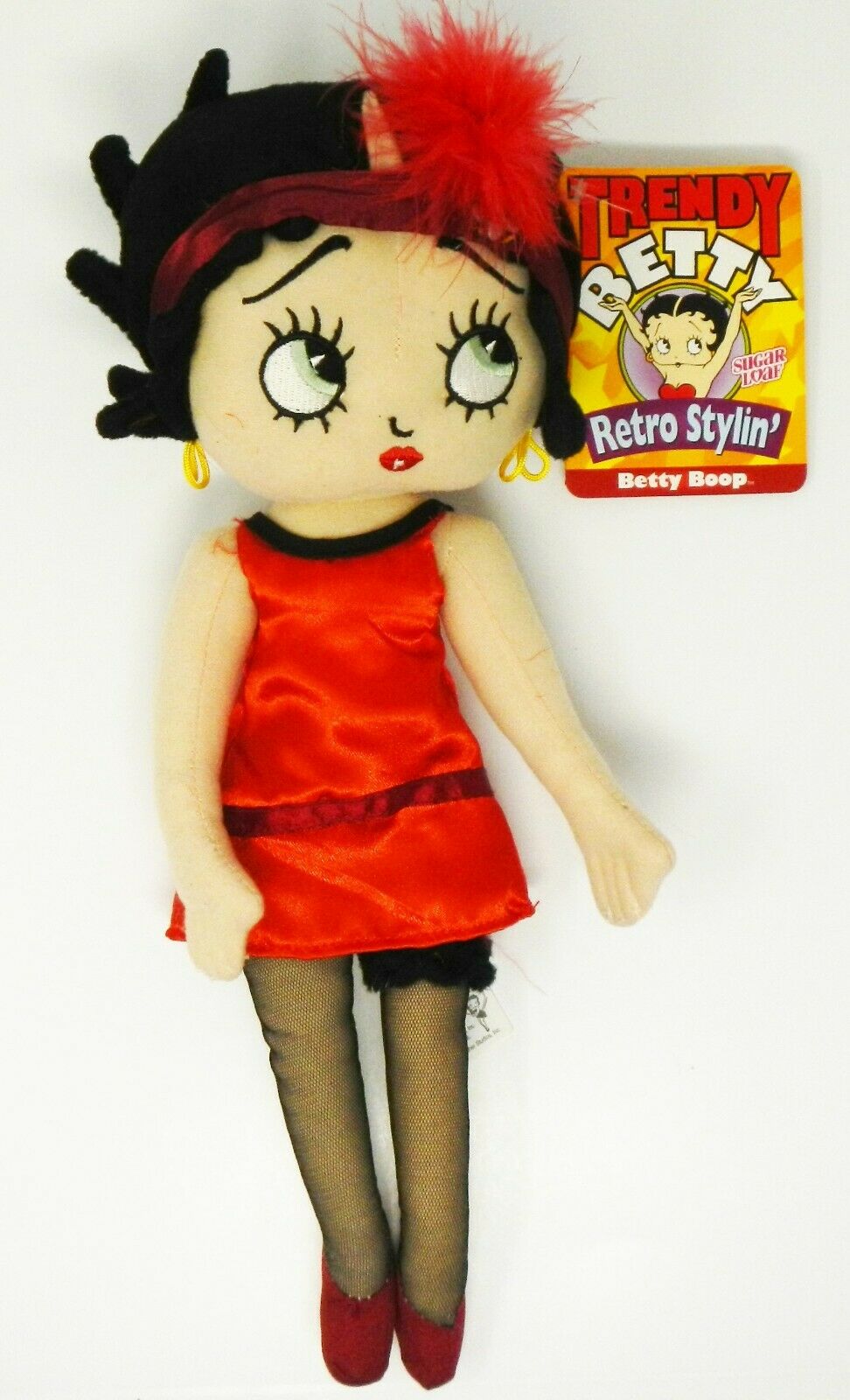Sugar Loaf Retro Stylin' 1920's Betty Boop Doll Red Flapper Dress Fishnets 16"
