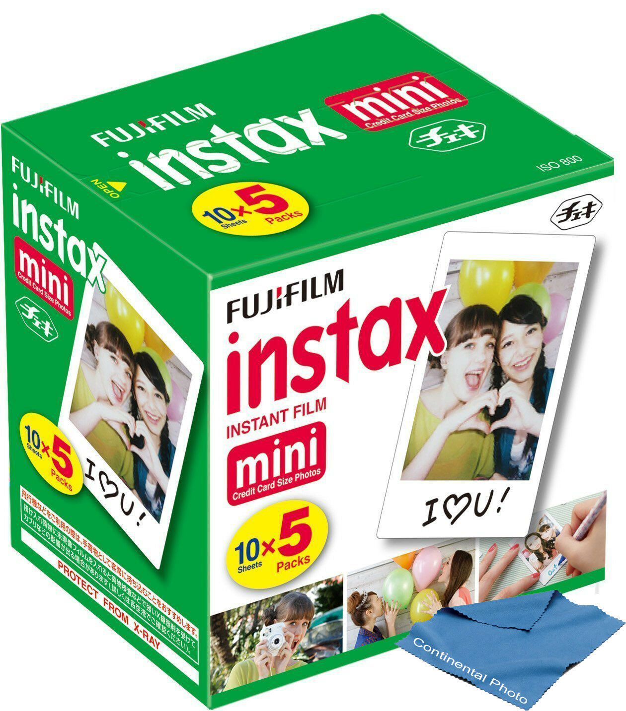 50 Sheets Fujifilm Instax Mini Instant Film + Cloth For All Fuji Mini Cameras