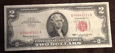 1963 Two Dollar Bill Red Seal Note Randomly Hand Picked Vg - Fine Free Shipping!